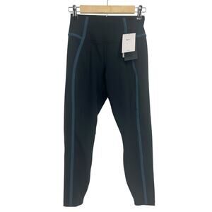 Nike One Dri Fit Black Navy Trim 7/8 High Rise Leggings Medium NWT